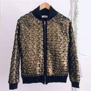 L’AGENCE Gold Shiny Bomber Jacket Black Size 0