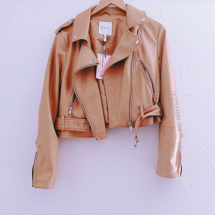 Camel colored 2025 faux leather jacket