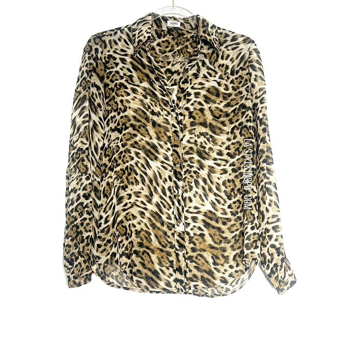 L’AGENCE Womens Blouse Button Down Shirt Animal Print Size 2
