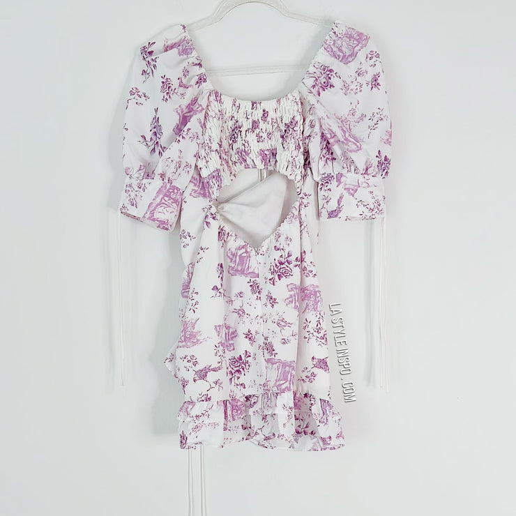Strangers and Lovers Ruffled dress Puff Sleeves Lavender Flowers 🎀 Size Medium