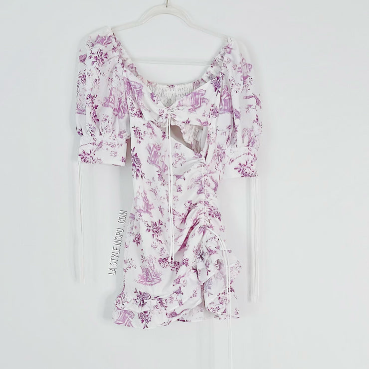 Strangers and Lovers Ruffled dress Puff Sleeves Lavender Flowers 🎀 Size Medium