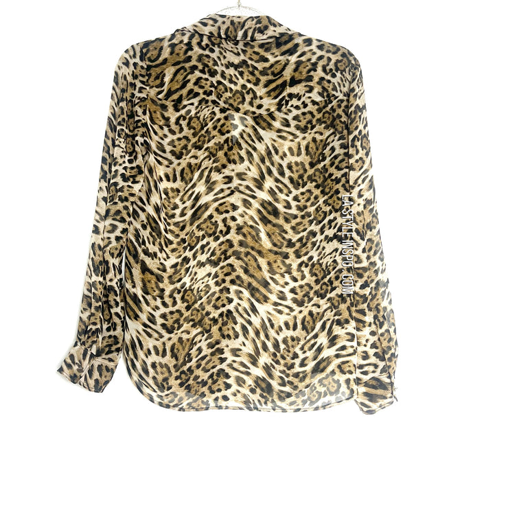L’AGENCE Womens Blouse Button Down Shirt Animal Print Size 2